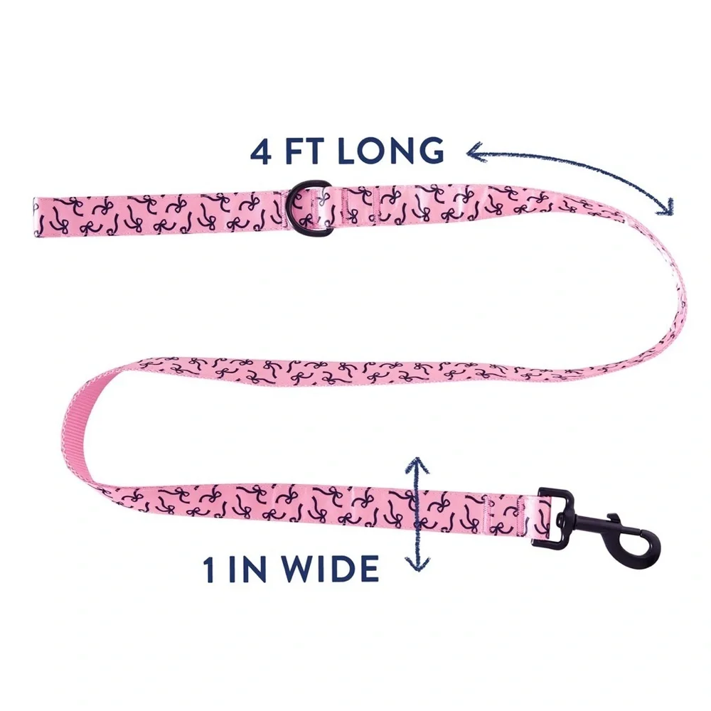Top Paw® Pink Bows Dog Leash: 4-ft long, 1-in wide